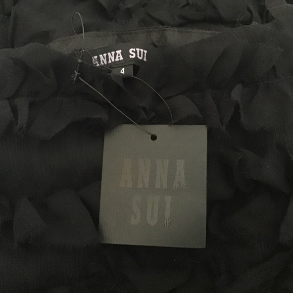 NWT Anna Sui Silk Laser Cut Ruffled Tiers Dress XS - Picture 6 of 8